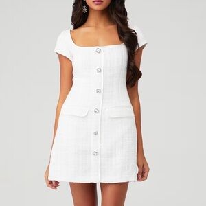 White Buttoned Sheath Mini Dress